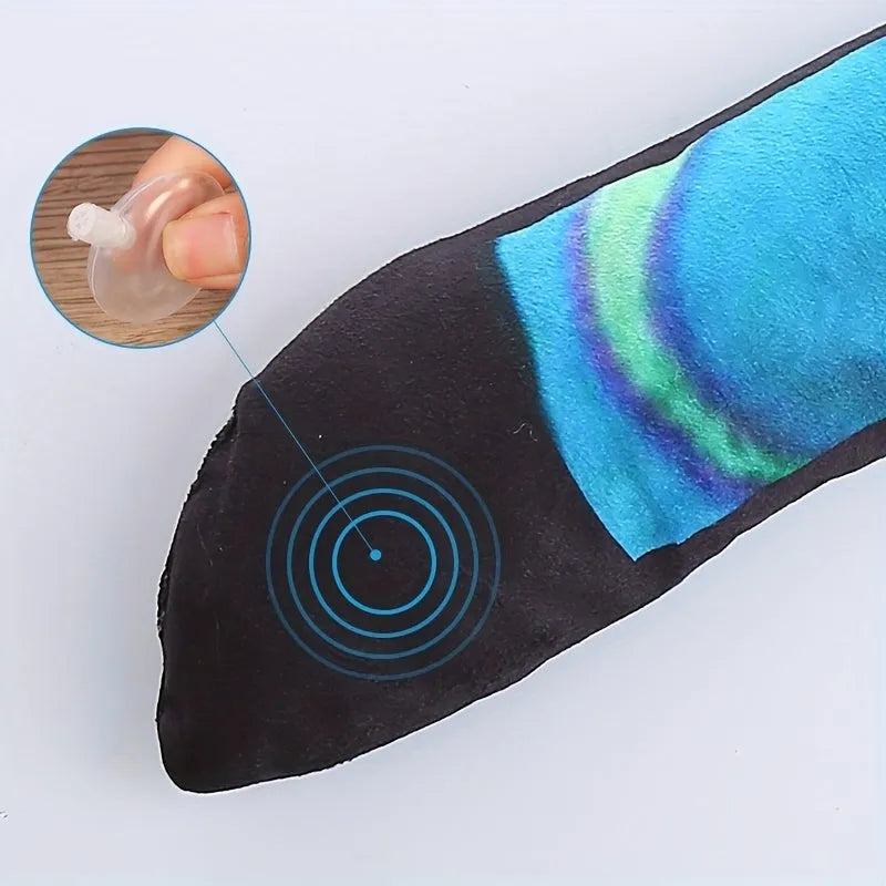 Snake dog squeaky toy plush without filling, multicolour striped print chew toy for interactive play, lightweight durable pet supplies length