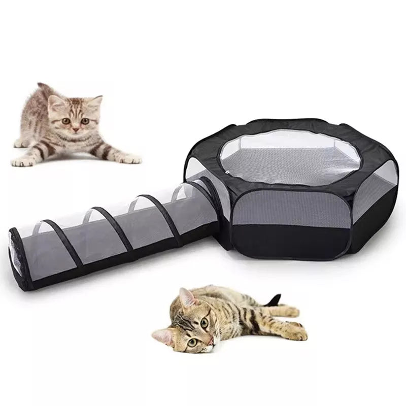 Foldable cat tunnel with removable design, perfect for play and rest