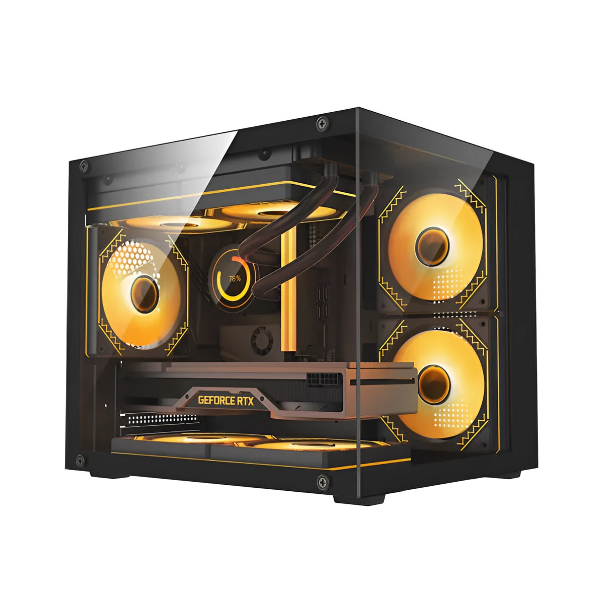 Desktop MATX motherboard chassis with glass side panel in black or white, 39.5cm x 33.5cm x 34cm DIY shell