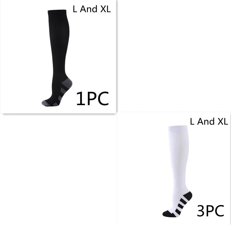 Athletic compression socks with three-bar design for men and women