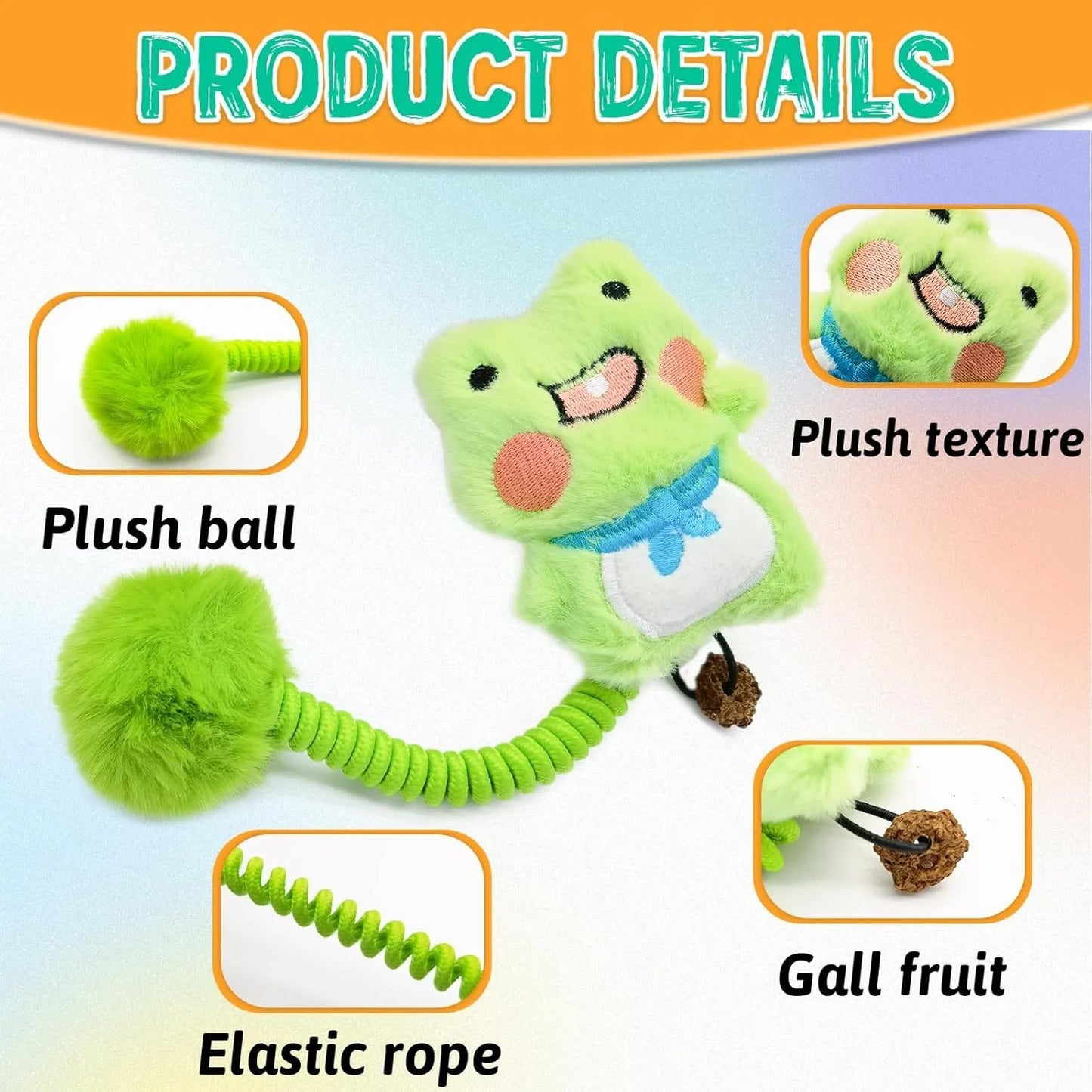 Set of plush animal cat toys with silvervine fruit, a long flexible spring, and a fuzzy ball for interactive play.