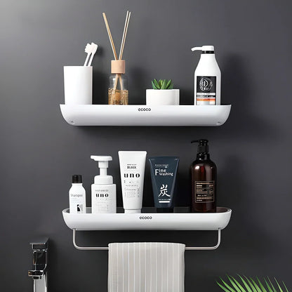 ECOCO™ Self-Adhesive Bathroom Shelf Organizer with Towel Bar - Sleek, modern design for decluttering your bathroom