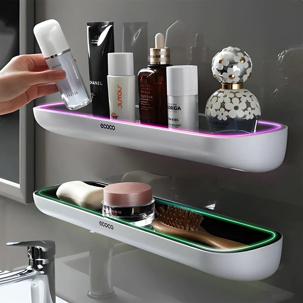 ECOCO™ Self-Adhesive Bathroom Shelf Organizer with Towel Bar - Sleek, modern design for decluttering your bathroom