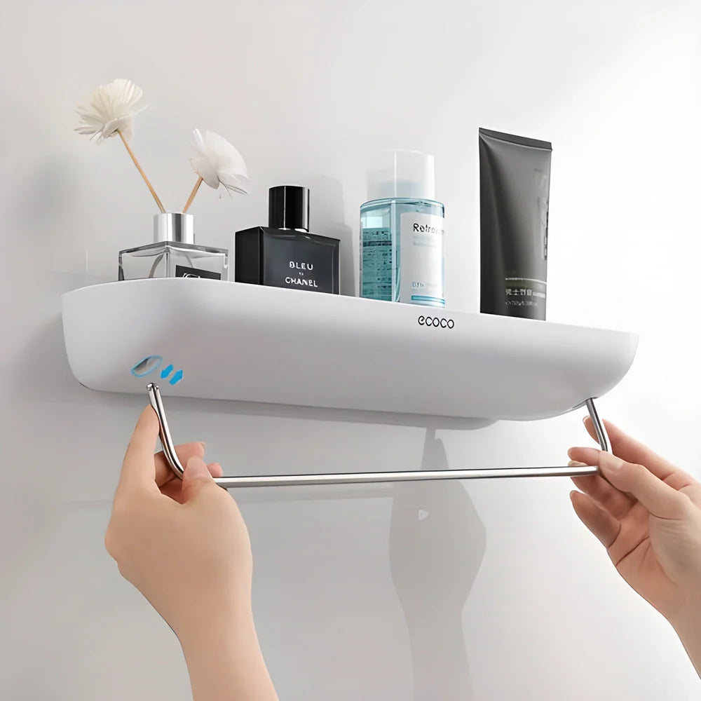 ECOCO™ Self-Adhesive Bathroom Shelf Organizer with Towel Bar - Sleek, modern design for decluttering your bathroom