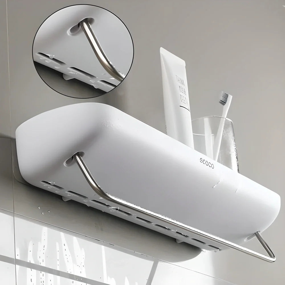 ECOCO™ Self-Adhesive Bathroom Shelf Organizer with Towel Bar - Sleek, modern design for decluttering your bathroom