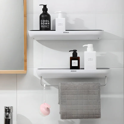 ECOCO™ Self-Adhesive Bathroom Shelf Organizer with Towel Bar - Sleek, modern design for decluttering your bathroom