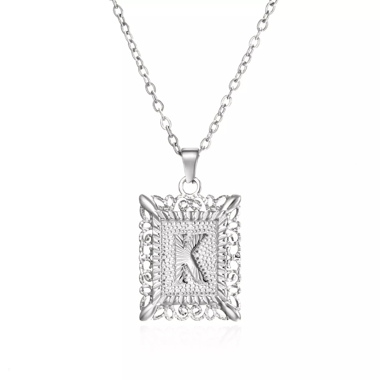 Personalized initial letter necklace in gold or steel, featuring any letter from A to Z