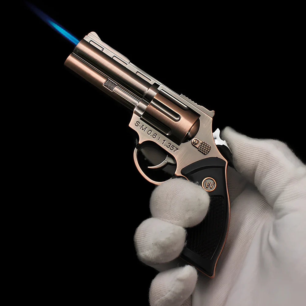 Windproof metal lighter with black finish measuring 8.5cm length with direct flame ignition