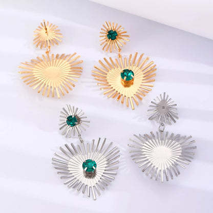Bohemian Sunflower Heart-shaped Rhinestone Earrings for Women - Valentine's Day Gift