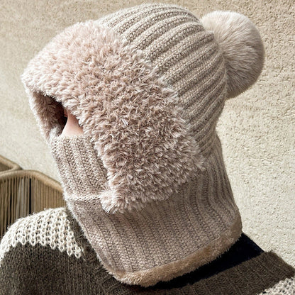 Stylish warm multifunctional hat and scarf combo for winter in various colors