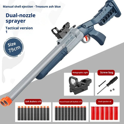 Double-barreled S686 shell-ejecting toy shotgun folded to 40cm with 20 soft bullets