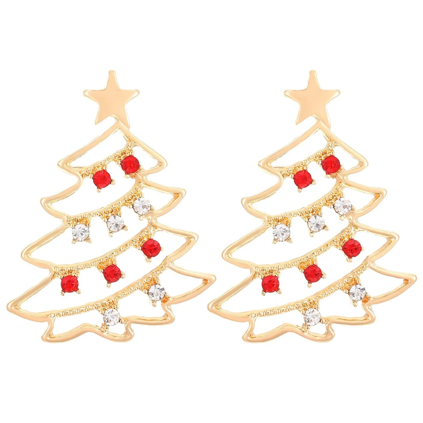 Colorful Zircon Christmas Tree Earrings for Women - Festive Holiday Jewelry
