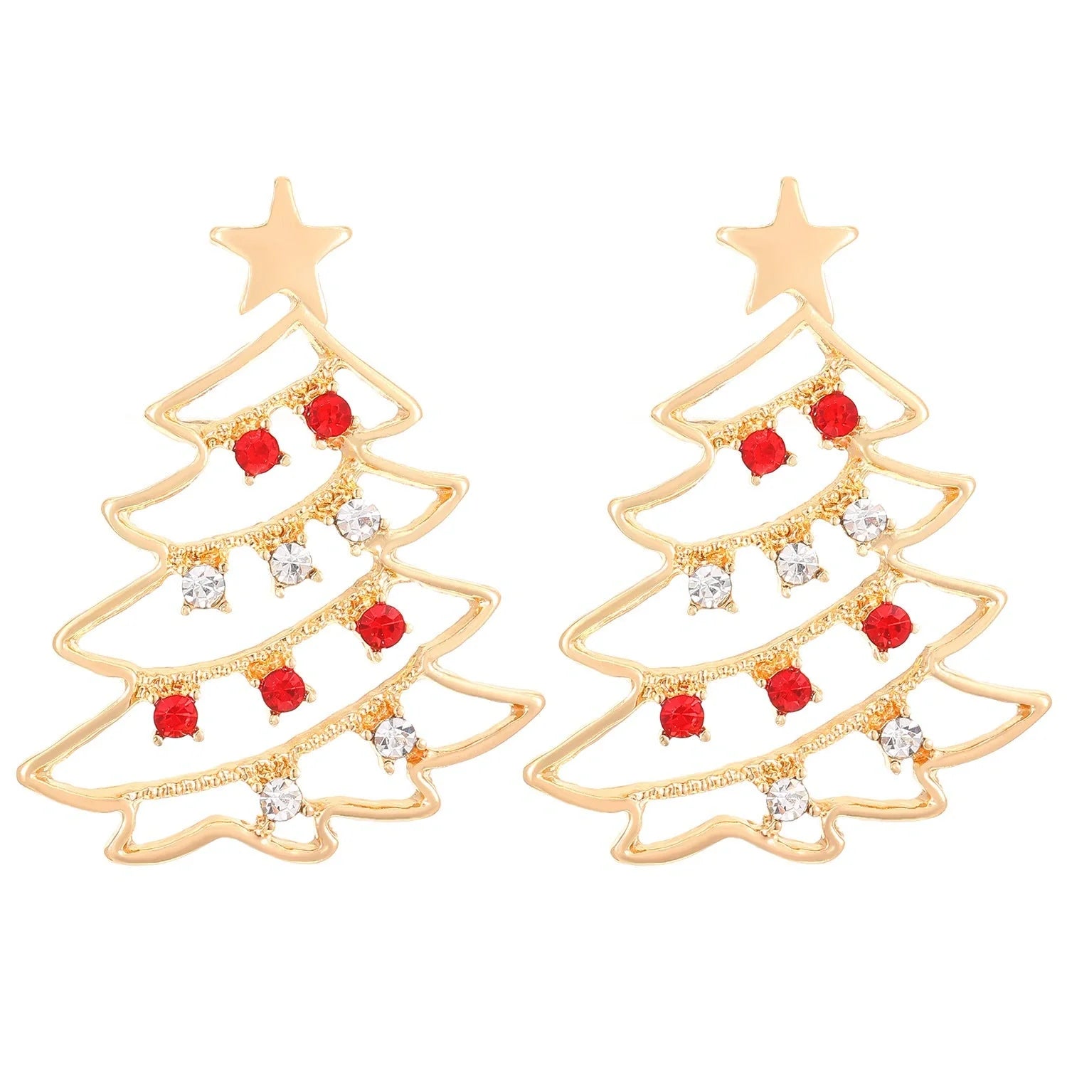 Colorful Zircon Christmas Tree Earrings for Women - Festive Holiday Jewelry
