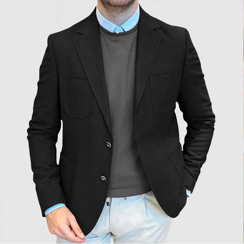 Men's loose retro cotton suit in army green, showing solid colour and casual design with sizing from S to XXXL