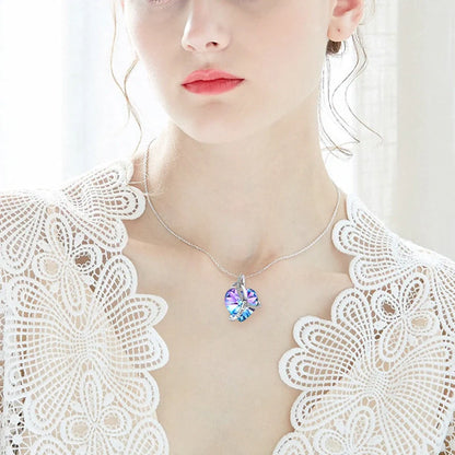 Fashion Love Crystal Heart Necklace with pink amethyst artificial crystal pendant