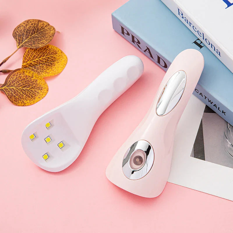 Portable UV LED nail lamp for curing gel nail polish, featuring a compact and rechargeable design for on-the-go use
