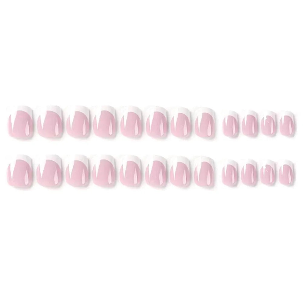 24 plaid-patterned false nail tips on white background showing check design