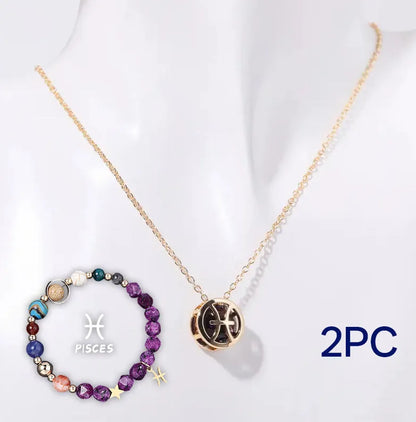 Natural stone beaded necklace and bracelet set with adjustable cord in twelve style variations