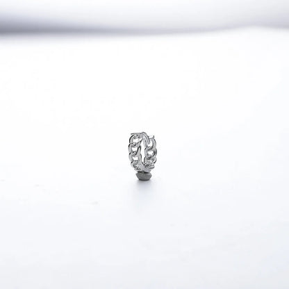 Geometric silver-coloured men's copper earrings in 10mm and 14mm sizes for hip hop style.