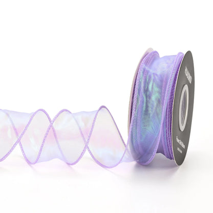 Fishtail yarn ribbon roll showing 4cm width and edge cutting detail in illusion colour options