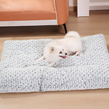Plush pet bed with rose velvet exterior, thick supportive cushion, and removable cover for easy cleaning