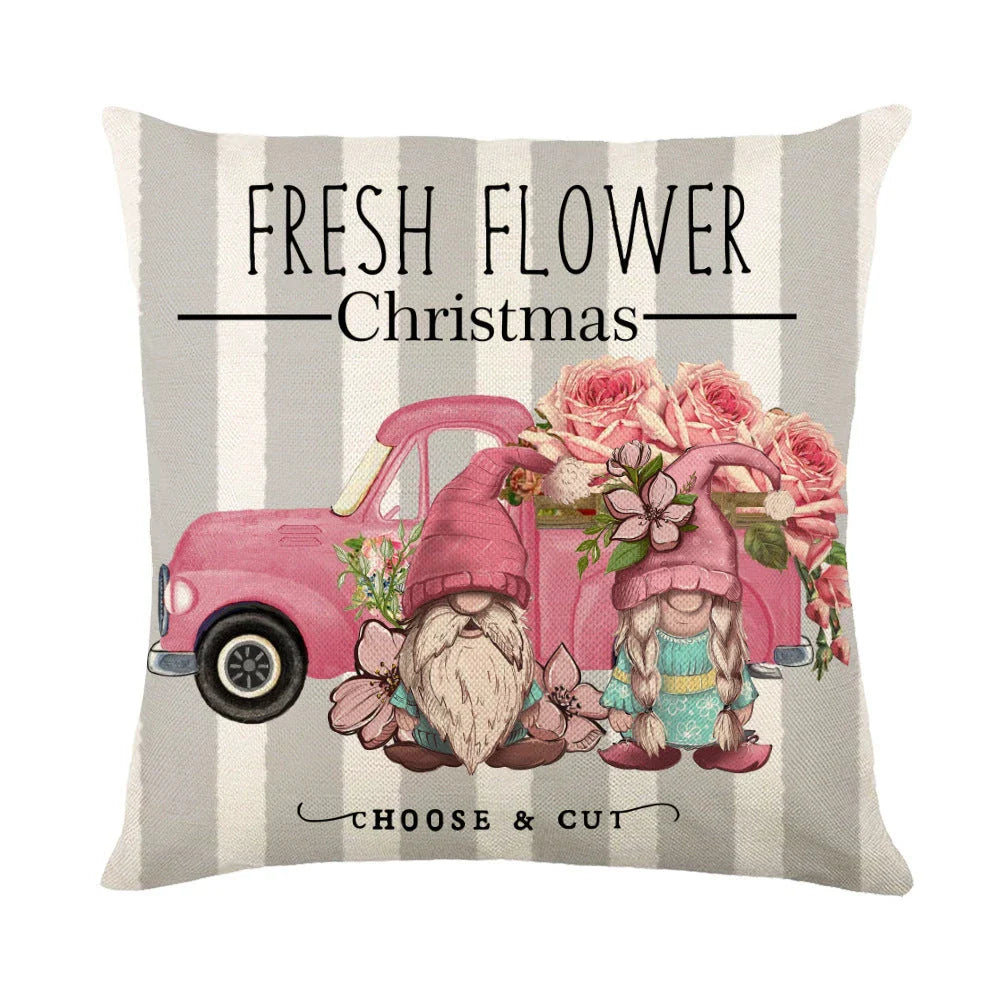 Festive throw pillow covers with various snowflake designs for Christmas home decor