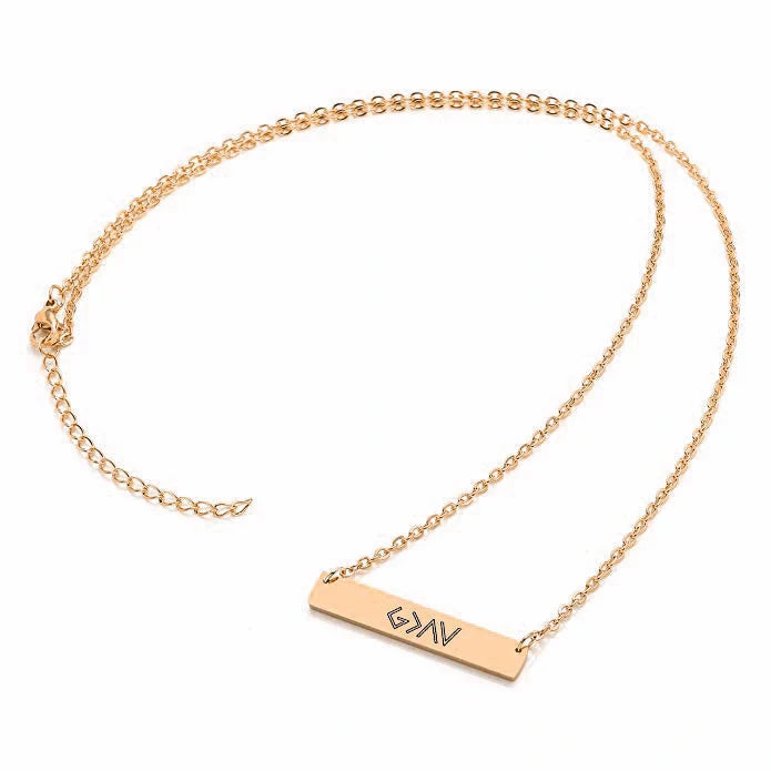 Women's gold and rose gold horizontal bar pendant necklace with adjustable chain