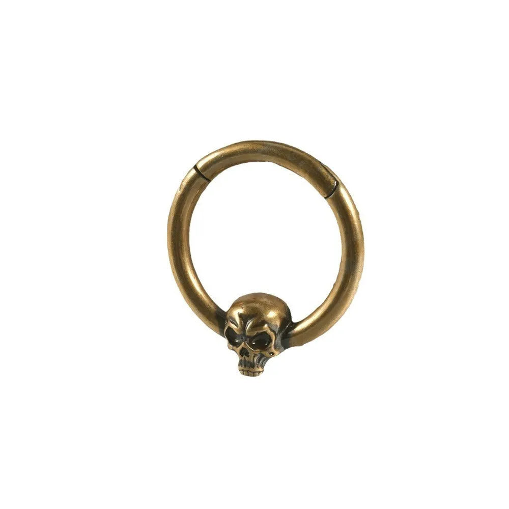 Copper ghost head punk earrings with antique finish, approximately 2.5cm length
