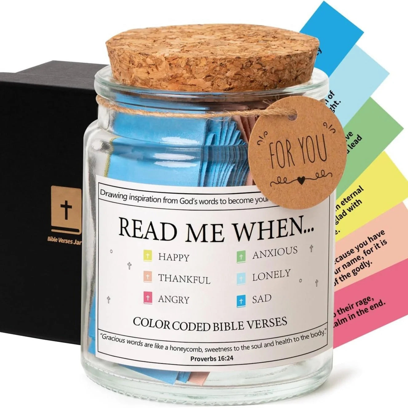 Bible Verses In A Jar glass container with 90 inspirational verses