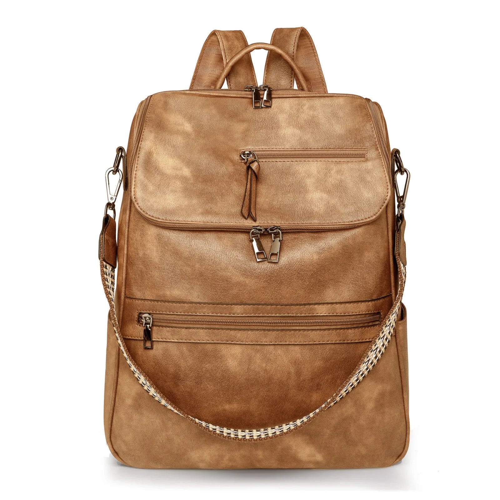Retro college student backpack with curved shoulder straps in multiple colour options including black, blue, and yellow apricot