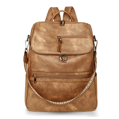 Retro college student backpack with curved shoulder straps in multiple colour options including black, blue, and yellow apricot