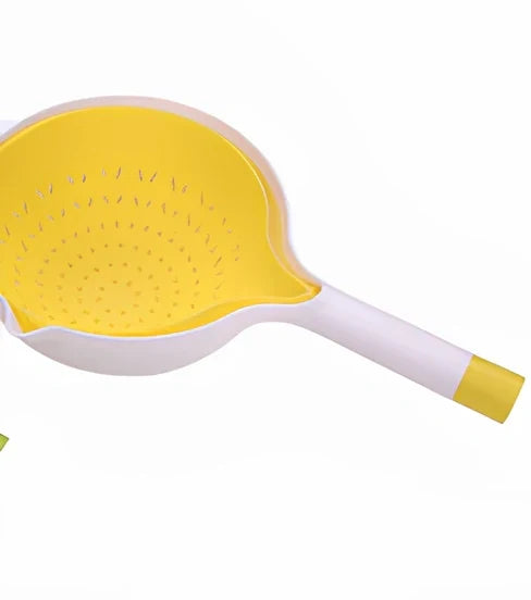 White plastic double-layer drain basket measuring 10×12.2×23cm with mesh design