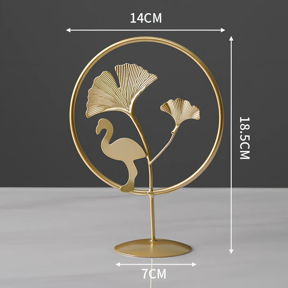 Nordic geometric wrought iron ornament with copper finish measuring 15x20cm