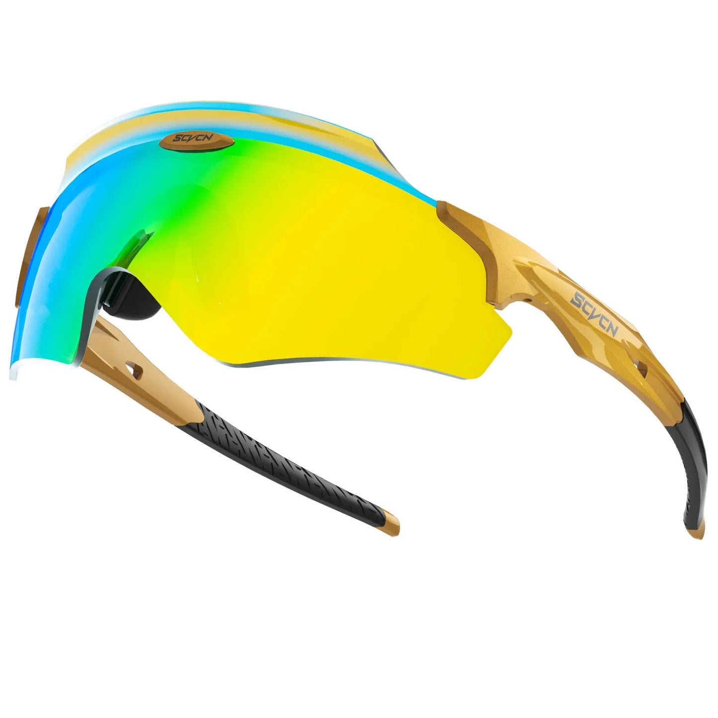 Frameless windproof sports glasses with colourful lens and TR material construction