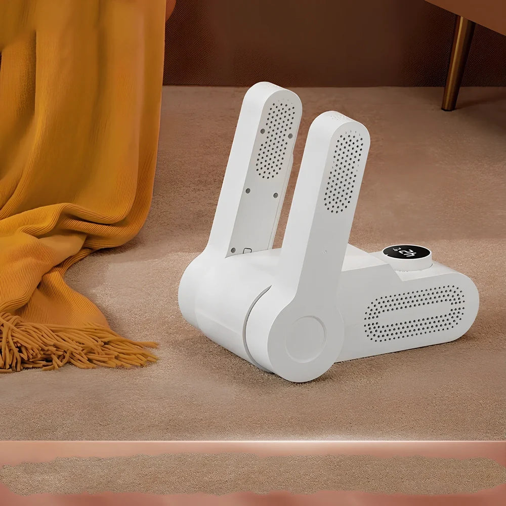 Multifunctional shoe dryer with folding design and purple light antibacterial technology for drying and deodorising footwear