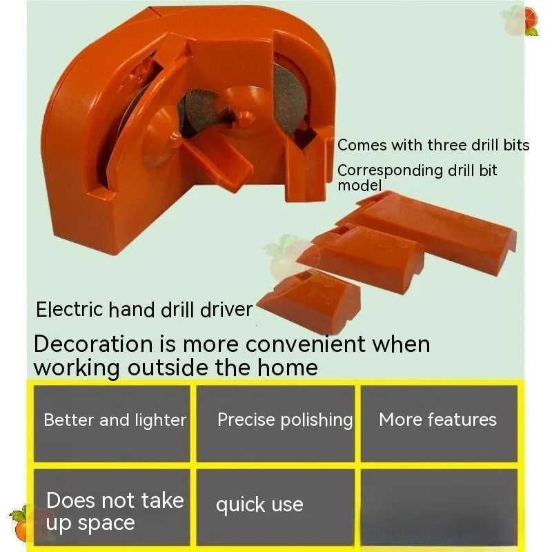 Portable orange and black universal grinding drill tool with irregular grinding wheels