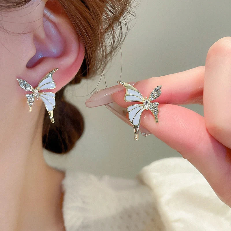 Rhinestone Dripped Butterflies Stud Earrings in colors A128 and A129
