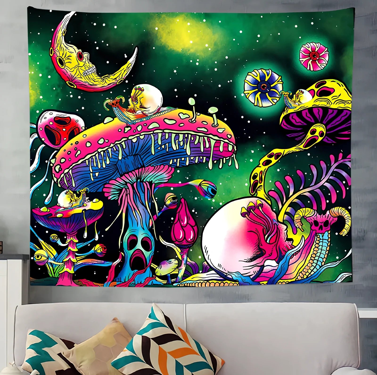 Digital printing wall tapestry in brushed finish showing colour option SM-XY327 at 150x130cm dimensions