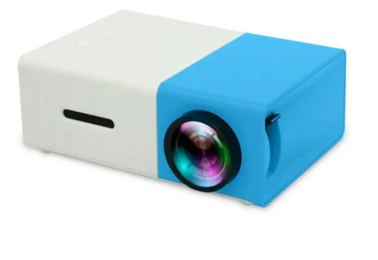 Compact black HD 1080P mini digital projector showing front projection design