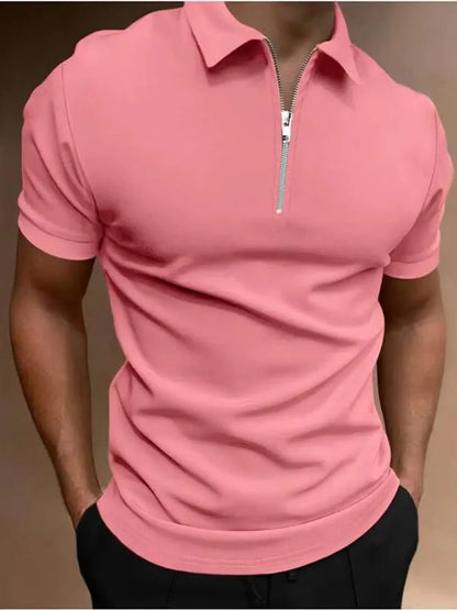 Men's loose fit short sleeve polo shirt in solid colour options