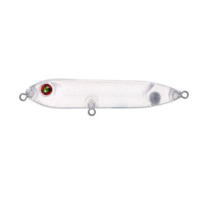 Transparent 9.5cm long DIY fishing lure blank shell made of ABS plastic with a visible 7mm eye hole.