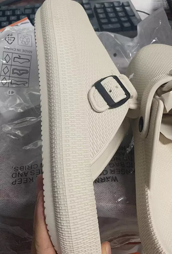 Lightweight EVA indoor home slippers in black, gray, and white