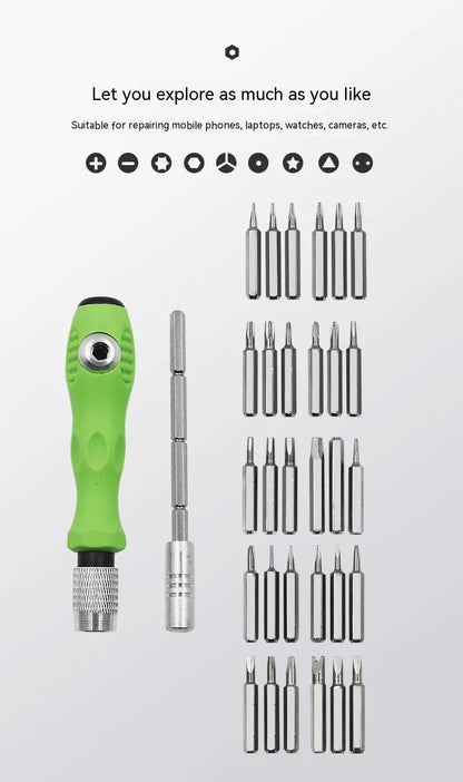 32-in-1 precision screwdriver set for mobile phone and electronics repair with multiple bits