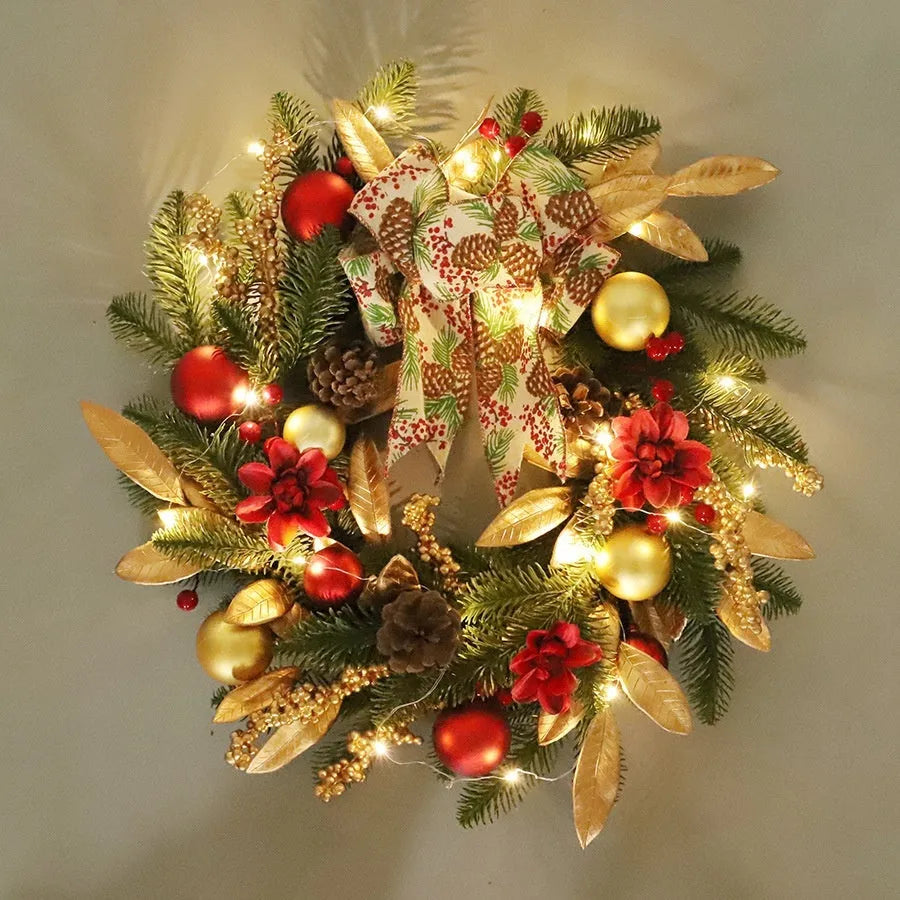 Upside down Christmas garland ornament in American country style, showing plastic construction and optional integrated lights.