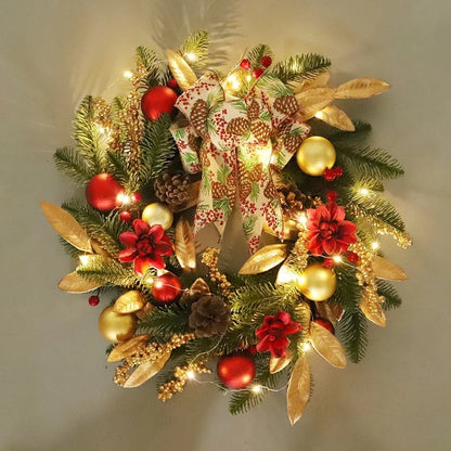 Upside down Christmas garland ornament in American country style, showing plastic construction and optional integrated lights.
