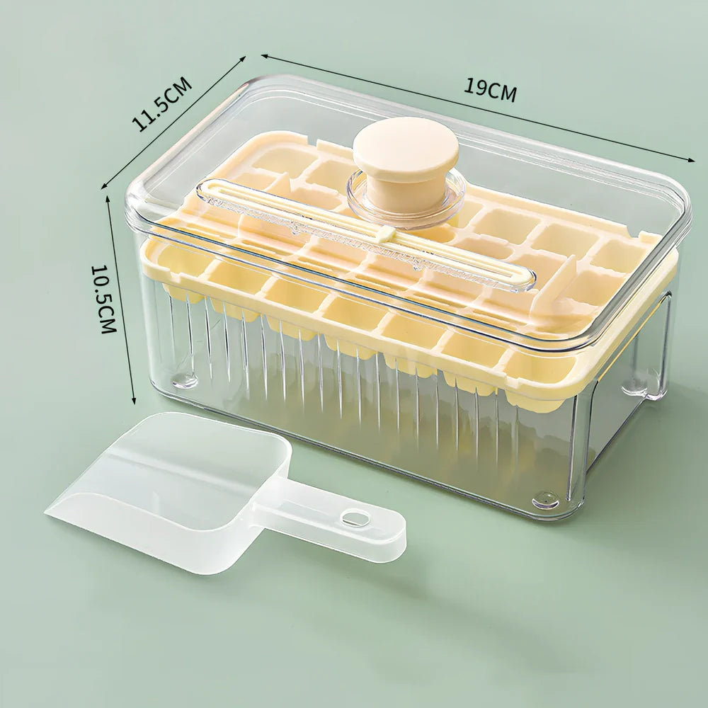 Press-type ice ball maker with milk white and light green PET layers creating 5cm spherical ice