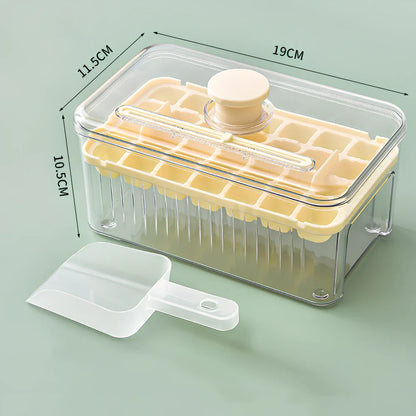 Press-type ice ball maker with milk white and light green PET layers creating 5cm spherical ice
