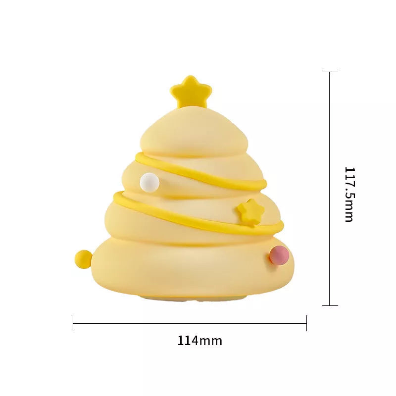 USB Rechargeable Christmas Tree Silicone Night Light with warm glow for eye protection