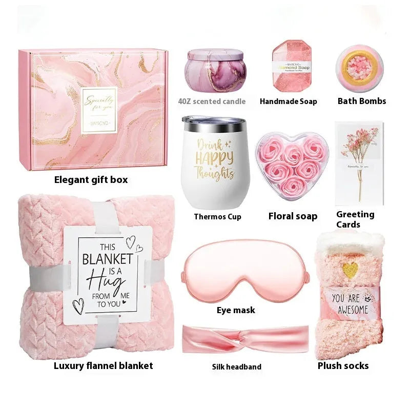 Aromatherapy bath gift set in modern simplicity packaging measuring 27x23x13cm
