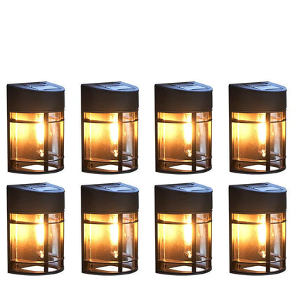 Solar outdoor wall light with warm illumination for garden and patio areas